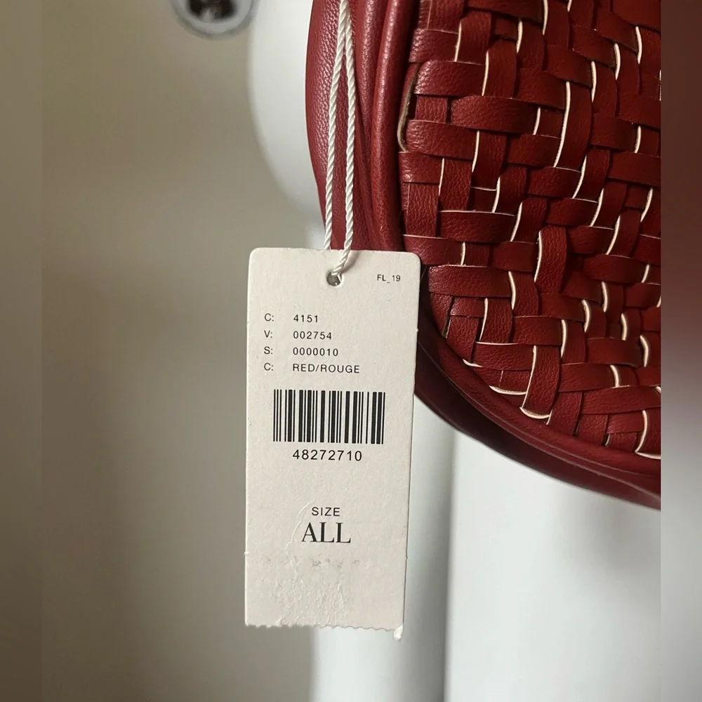 Anthropologie Woven Vegan Leather Chunky Chain TASSEL Crossbody Bag Red - Picture 5 of 12